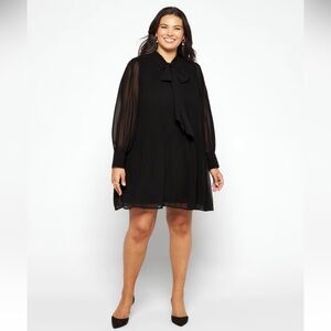 City Chic Brienna Sheer Sleeve Woven Dress